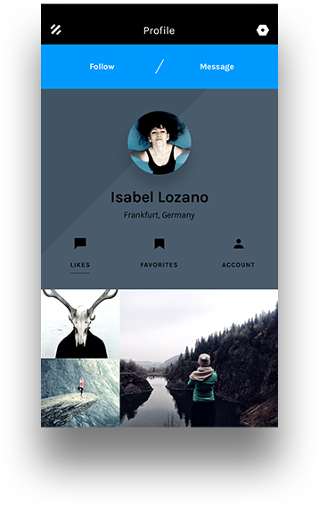 Vista previa del perfil de usuario en la aplicación iSeller